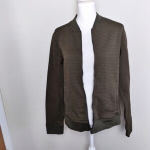 G by Guess Army Green Quilted Textured Zip Up Jacket